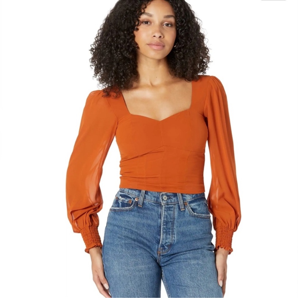A&F NWT Long-Sleeve Sweetheart Puff Sleeve Top